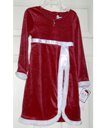 NWT YOUNGLAND Red Plush White Fur Trim LS Christmas Dress Candy Cane Nec... - £19.98 GBP