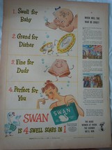 Swan Is 4 Swell Soaps In 1 WWII Advertising Print Ad Art  - $9.99