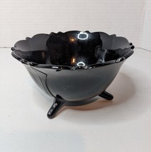 L.E. SMITH Glass Black Amethyst 3 footed Bowl Candy Trinket Art Deco 1920s Round - £18.73 GBP
