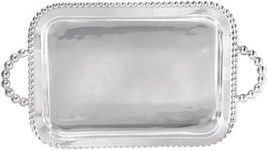 Mariposa Pearled Handcrafted Service Tray, One Size, Silver - £136.95 GBP