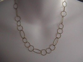 Italy Sterling Silver Gold Tone Diamond Cut Style Necklace 18.5 &quot; long - £60.27 GBP