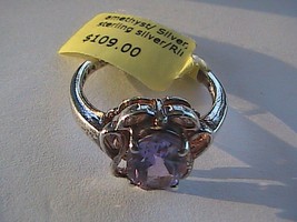 Sterling Silver Oval Cut  Amethyst Ring 2.9 grams - £30.67 GBP