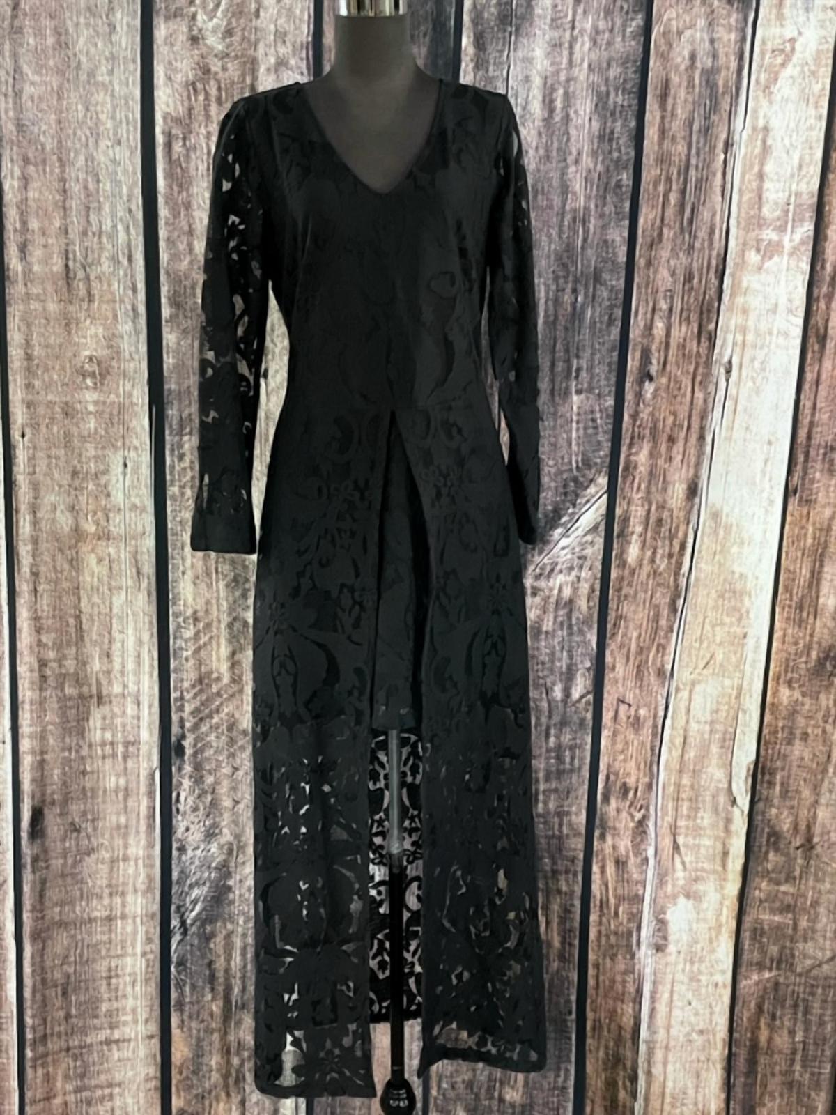 Rockwell Tharp long lace dress in Black