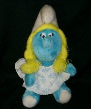 8&quot; Vintage Smurf 1981 Wallace Berrie Peyo Girl Stuffed Animal Plush Toy Dress - £9.11 GBP