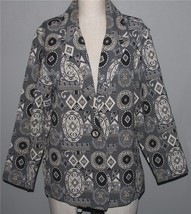 Coldwater Creek Black Grey Circles Squares Thick Tapestry Jacket Wm&#39;s M/... - $29.99