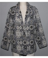 Coldwater Creek Black Grey Circles Squares Thick Tapestry Jacket Wm&#39;s M/... - $40.73 CAD