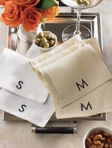 Sferra Modern Monogram Cocktail Napkins - Set of 4.   J, K, T, or V  - £19.94 GBP