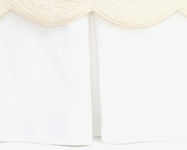Pine Cone Hill Petite Trellis White Cotton Matelasse Twin Bed Skirt - £164.02 GBP