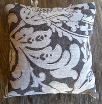 SDH Ruby Charcoal Gray Floral Decorative Pillow, cotton linen blend - £53.40 GBP