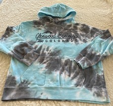 Glenwood Springs Colorado Kids Blue Gray Tie Dye Long Sleeve Hoodie 8-10 - £13.41 GBP