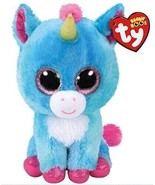 Ty Beanie Boo Blue Unicorn Stitches Plush Toy 6&quot; Fantasy Michaels Exclus... - £14.81 GBP