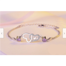 925 Sterling Silver Love &amp; Hearts Crystal Zircon Bracelet - FAST SHIPPING!!! - £10.38 GBP