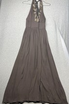Banana Republic Beaded V-Neck Sleeveless 100% Silk Maxi Dress Sz 4 Boho Gypsy - £30.54 GBP