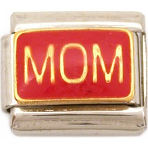 Mom Italian Charm Red Enamel Gold Plated Bracelet 9mm - £5.67 GBP