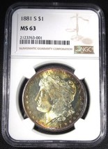 1881-S Silver Morgan Dollar NGC MS63 Great 2 Sided Toning AM778SAM - £455.03 GBP