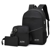 3Pcs/Set Backpack USB Charging Fashion Travel Men Laptop Bag Multifunctional Bac - £23.72 GBP