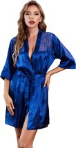 Women&#39;s Kimono Robe Sexy Bathrobes Lingerie Nightgown Babydoll (Blue,Siz... - £14.51 GBP