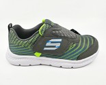 Skechers S Lights Comfy Flex 2.0 Mazlo Charcoal Lime Toddlers Boys Size 10 - $39.95