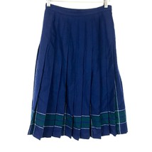 Womens Petite Size 8 8P LL Bean Navy Pure Wool Pleated Plaid Academia Mi... - $29.39