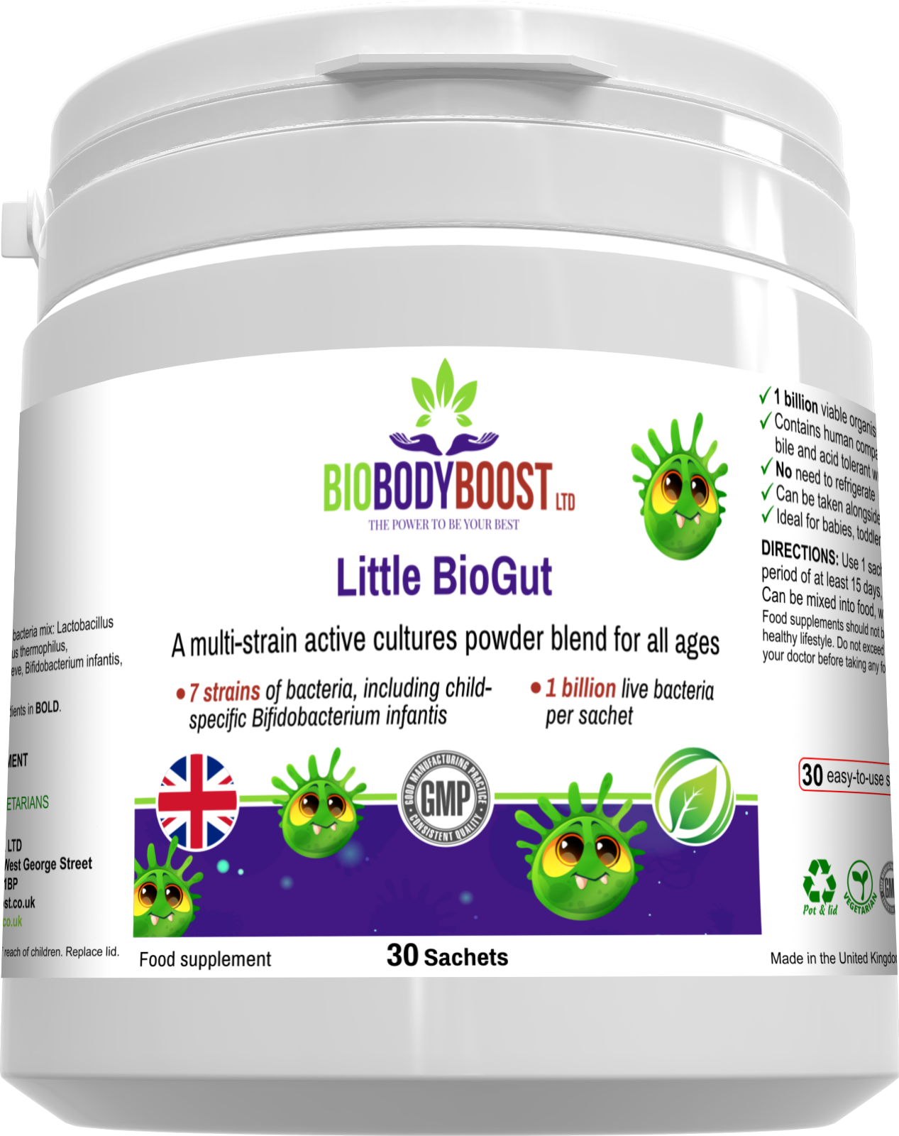 Little BioGut-Bifidobacterium Infantis One Billion Strength-30 Powder ...