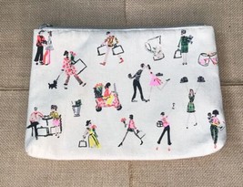 Anthropologie Anthro Beauty Canvas Pouch Makeup Travel Case Posh People Pattern - £9.39 GBP