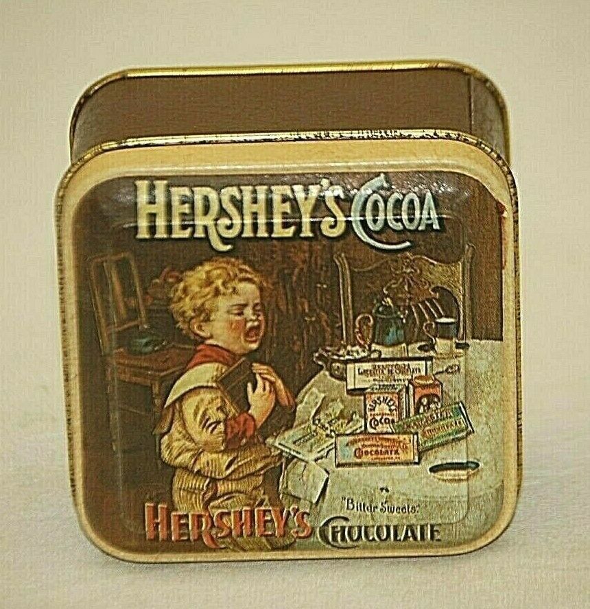Hershey&#39;s Cocoa Mini Collectors Metal Tin Bitter Sweets Chocolate 1982 E... - $12.86