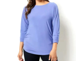Dennis Basso Italia Knit Dolman Sleeve Ruched Top - BLUE BLOSSOM,  LARGE - $21.00