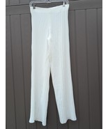 ZARA Wide Leg Pants White Small High Rise Resort Summer Cozy - $37.91 CAD