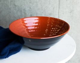 Set Of 4 Swirl Ridged Red Black Melamine 43oz Large Pasta Salad Mixing S... - $1,222.71 MXN