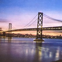 Oakland Bay Bridge Vintage California Postcard San Francisco Oakland Evening - £10.20 GBP
