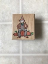 Scarecrow Sitting On Pumpkins Rubber Stamp Hero Arts E384 - $11.88