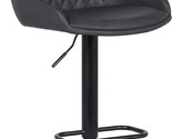 Anibal Adjustable Height Swivel Gray Faux Leather and Black Metal Bar Stool - £153.86 GBP