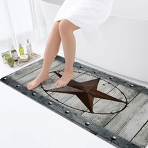 Rustic Barn Star Bathroom Rug, Non Slip Bath Mat With Design Retro Western Texas - $29.99