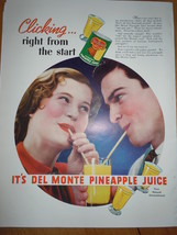 Vintage Del Monte Pineapple Juice Couple Drinking Print Magazine Adverti... - £7.98 GBP