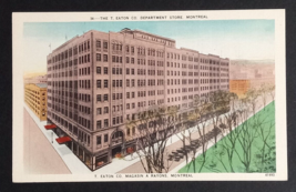 T Eaton Co Department Store Street View Old Cars Montreal Canada Postcard c1930s - £6.00 GBP