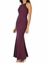 Long Formal Gown Size 4 Cutaway Neck Sparkle Metallic Sleeveless Dress J... - $27.55