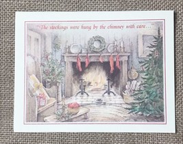 Vintage American Greetings Christmas Card Stockings Fireplace Tree Cozy ... - $4.95