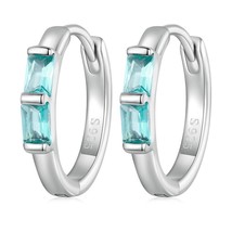 Bamoer S925 Silver Blue Cut Cubic Zircon Hoop Earring High-Quality Piercing Ear  - £17.26 GBP