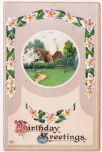 Greeting Postcard Birthday Cottage Trees Path - £2.27 GBP