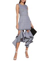 Dion Lee houndstooth lingerie bustier dress with detachable ruffle Blue - $958.00