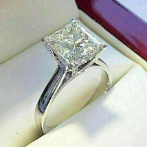 Solitaire 2.50Ct Princess Cut Diamond Engagement Ring 14k White Gold Over Size 6 - £95.10 GBP