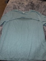 Ava &amp; Viv Women&#39;s Knit Short Sleeve Cut Out Tee Shirt Size 2X. Teal Blue. E - £11.30 GBP