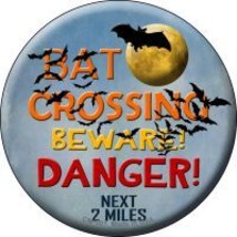 Bat Crossing Novelty Metal Mini Circle Magnet - £10.38 GBP