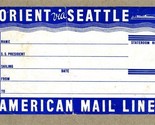 American Mail Line Orient via Seattle Baggage Room Stateroom Label 1930&#39;s - £13.90 GBP