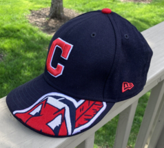 Cleveland Indians big 1/2 Chief Wahoo logo New Era 100% Wool Hat 7 1/2 V... - £395.67 GBP