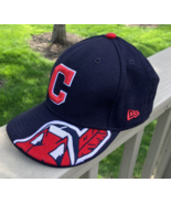 Cleveland Indians big 1/2 Chief Wahoo logo New Era 100% Wool Hat 7 1/2 V... - £392.26 GBP