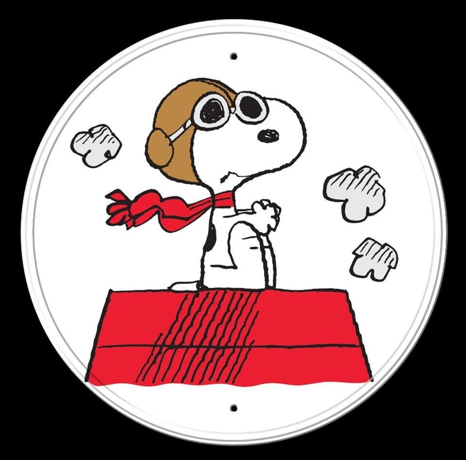 Peanuts Snoopy Red Baron Dog House Comic Strip Charlie Brown Round ...