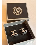 Men’s Initial Cufflinks “GH” Letter Monogram Stainless Steel Black Silve... - $9.08 CAD