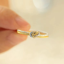 Elegant Silver/Gold Plated Two-toned Twisted Knot Creative Ring - £7.72 GBP