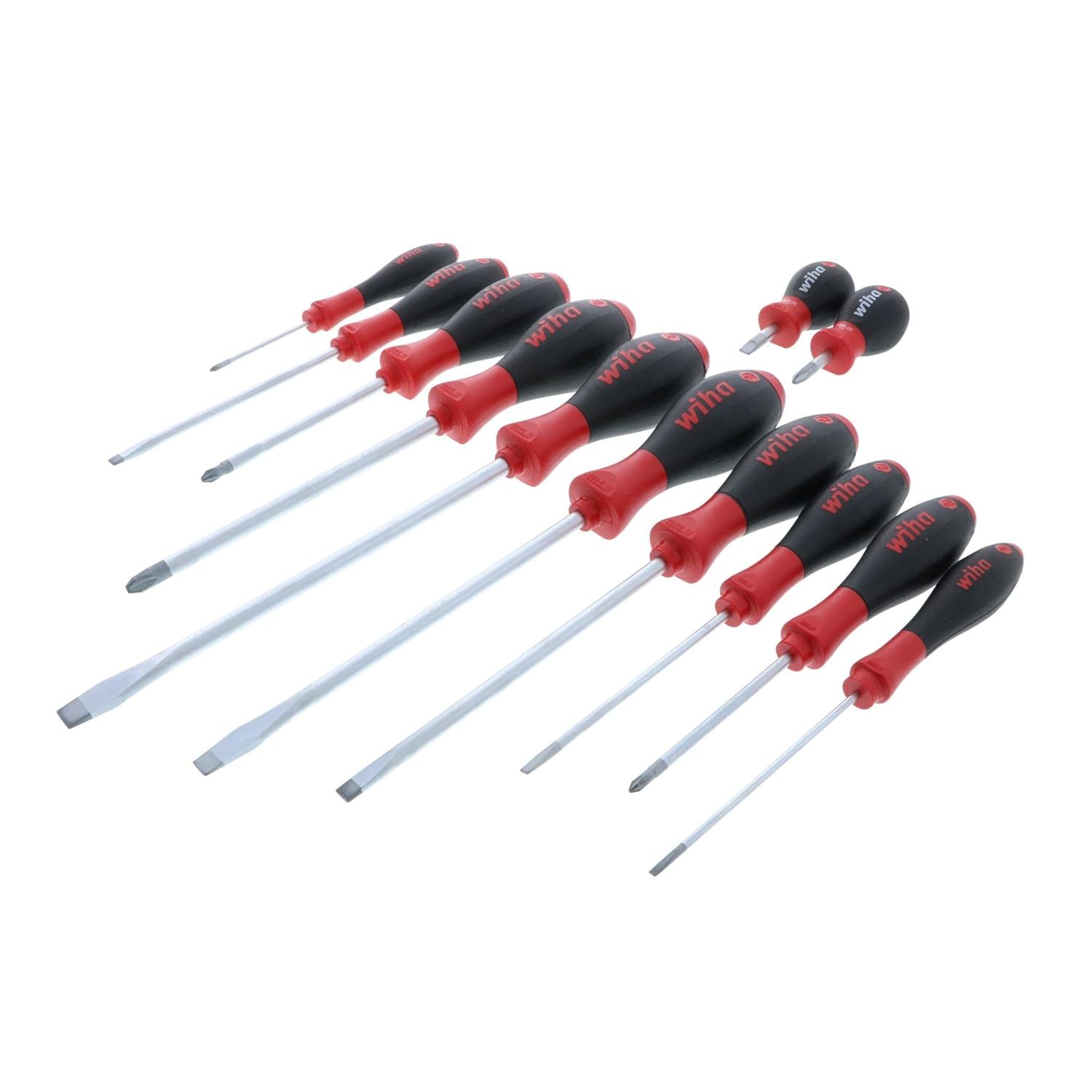 Wiha 30297 12-Piece Slotted and Phillips Screwdriver Set with Soft Finish Handle